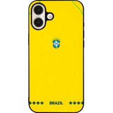 iPhone 16 Plus Case Hülle - Silikon schwarz Brasilien 2026 personalisierbares Fussballtrikot