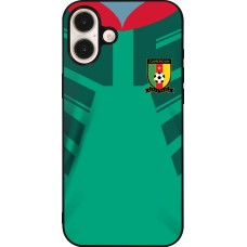 Coque iPhone 16 Plus - Silicone rigide noir Maillot de football Cameroun 2022 personnalisable