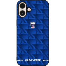 Coque iPhone 16 Plus - Silicone rigide noir Maillot de football Cap-Vert 2026 personnalisable