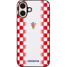 iPhone 16 Plus Case Hülle - Silikon schwarz Kroatien 2026 personalisierbares Fussballtrikot