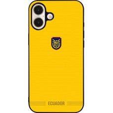 Coque iPhone 16 Plus - Silicone rigide noir Maillot de football Équateur 2026 personnalisable