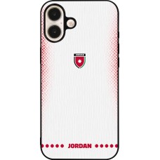 Coque iPhone 16 Plus - Silicone rigide noir Maillot de football Jordanie 2026 personnalisable