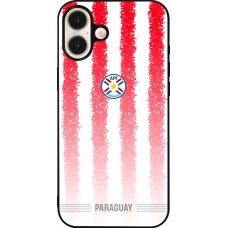 Coque iPhone 16 Plus - Silicone rigide noir Maillot de football Paraguay 2026 personnalisable