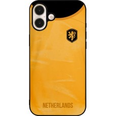 Coque iPhone 16 Plus - Silicone rigide noir Maillot de football Pays-Bas 2022 personnalisable