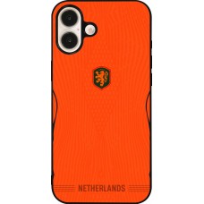 Coque iPhone 16 Plus - Silicone rigide noir Maillot de football Pays-Bas 2026 personnalisable
