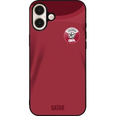 Coque iPhone 16 Plus - Silicone rigide noir Maillot de football Qatar 2022 personnalisable