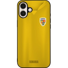 Coque iPhone 16 Plus - Silicone rigide noir Maillot de football Roumanie