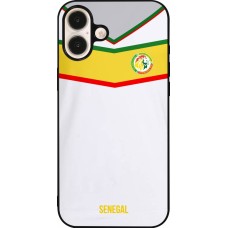 Coque iPhone 16 Plus - Silicone rigide noir Maillot de football Senegal 2022 personnalisable