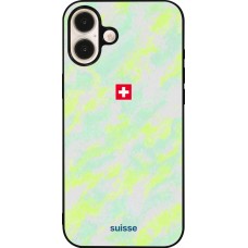 Coque iPhone 16 Plus - Silicone rigide noir Maillot de football Suisse Away 2026 personnalisable