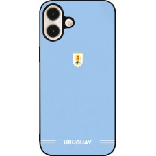 iPhone 16 Plus Case Hülle - Silikon schwarz Uruguay 2026 personalisierbares Fussballtrikot