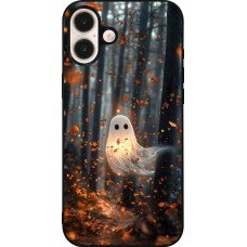 Coque iPhone 16 Plus - Silicone rigide noir Halloween 2025 Ghost in the forest