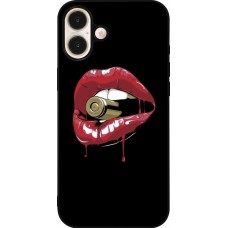 Coque iPhone 16 Plus - Silicone rigide noir Lips bullet