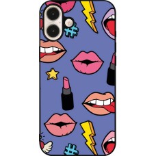 Coque iPhone 16 Plus - Silicone rigide noir Lips and lipgloss