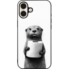 iPhone 16 Plus Case Hülle - Silikon schwarz Otter Toilettenpapier