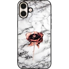 iPhone 16 Plus Case Hülle - Silikon schwarz Marble Rose Gold