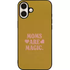 Coque iPhone 16 Plus - Silicone rigide noir Mom 2026 Are Magic
