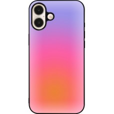Coque iPhone 16 Plus - Silicone rigide noir Orange Pink Blue Gradient