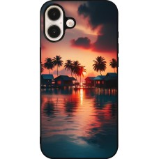 Coque iPhone 16 Plus - Silicone rigide noir Paradis Maldives