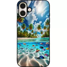 Coque iPhone 16 Plus - Silicone rigide noir Plage Paradis