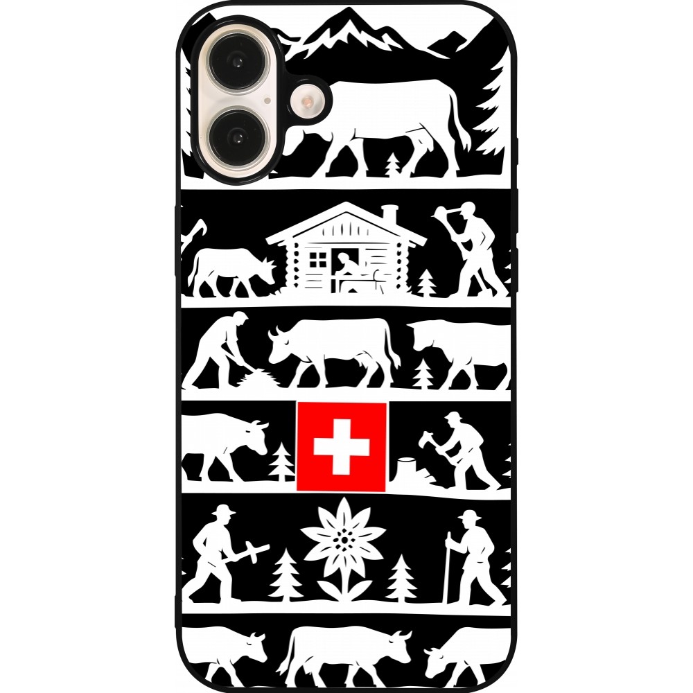 Coque iPhone 16 Plus - Silicone rigide noir Poya Suisse 1 noir