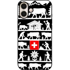 Coque iPhone 16 Plus - Silicone rigide noir Poya Suisse 1 noir