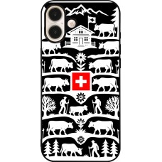 Coque iPhone 16 Plus - Silicone rigide noir Poya Suisse 3 noir