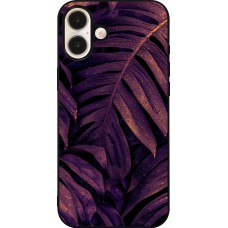 Coque iPhone 16 Plus - Silicone rigide noir Purple Light Leaves