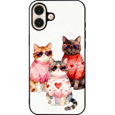 Coque iPhone 16 Plus - Silicone rigide noir Saint Valentines Day 26 Cat Love