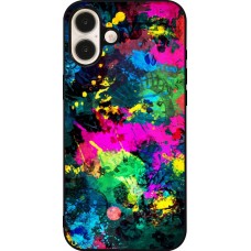 Coque iPhone 16 Plus - Silicone rigide noir Splash paint