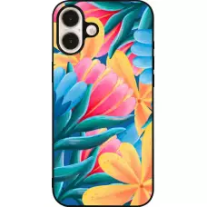 Coque iPhone 16 Plus - Silicone rigide noir Spring 23 colorful flowers