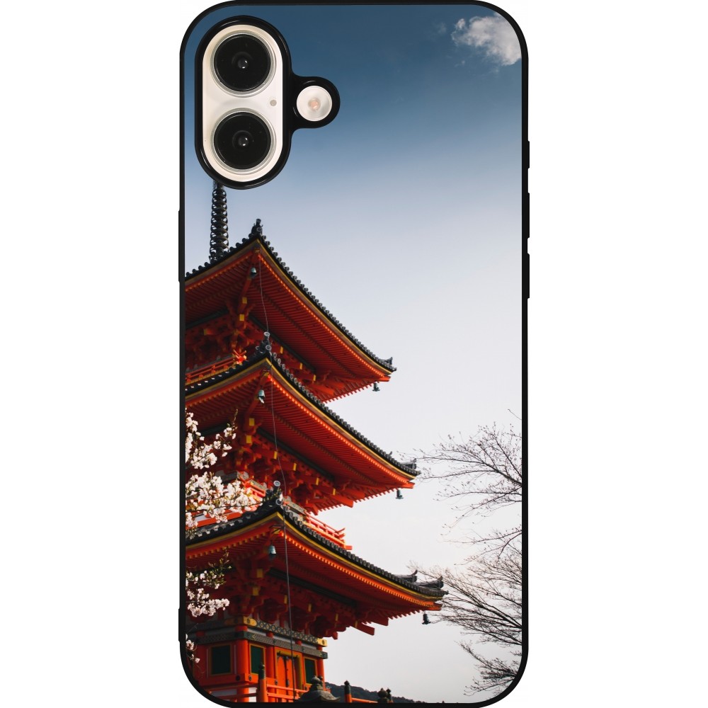 Coque iPhone 16 Plus - Silicone rigide noir Spring 23 Japan