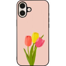 Coque iPhone 16 Plus - Silicone rigide noir Spring 23 tulip trio
