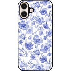 Coque iPhone 16 Plus - Silicone rigide noir Spring 23 watercolor blue flowers