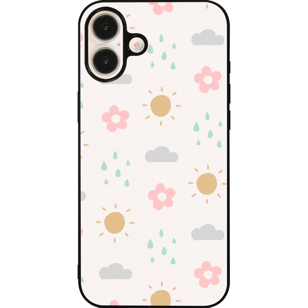Coque iPhone 16 Plus - Silicone rigide noir Spring 23 weather