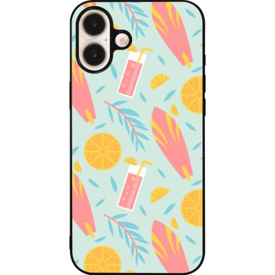 Coque iPhone 16 Plus - Silicone rigide noir Summer 2025 Pattern citron