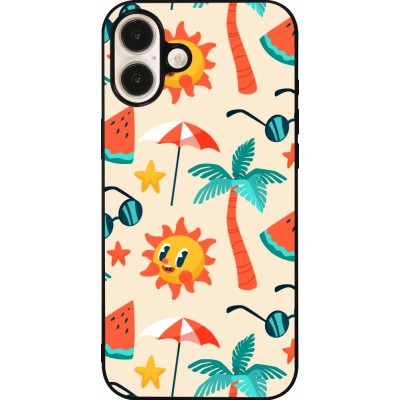 iPhone 16 Plus Case Hülle - Silikon schwarz Summer 2025 Pattern soleil