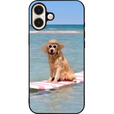 iPhone 16 Plus Case Hülle - Silikon schwarz Summer Dog on Paddle