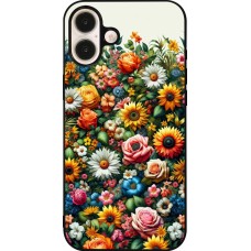 Coque iPhone 16 Plus - Silicone rigide noir Summer Floral Pattern