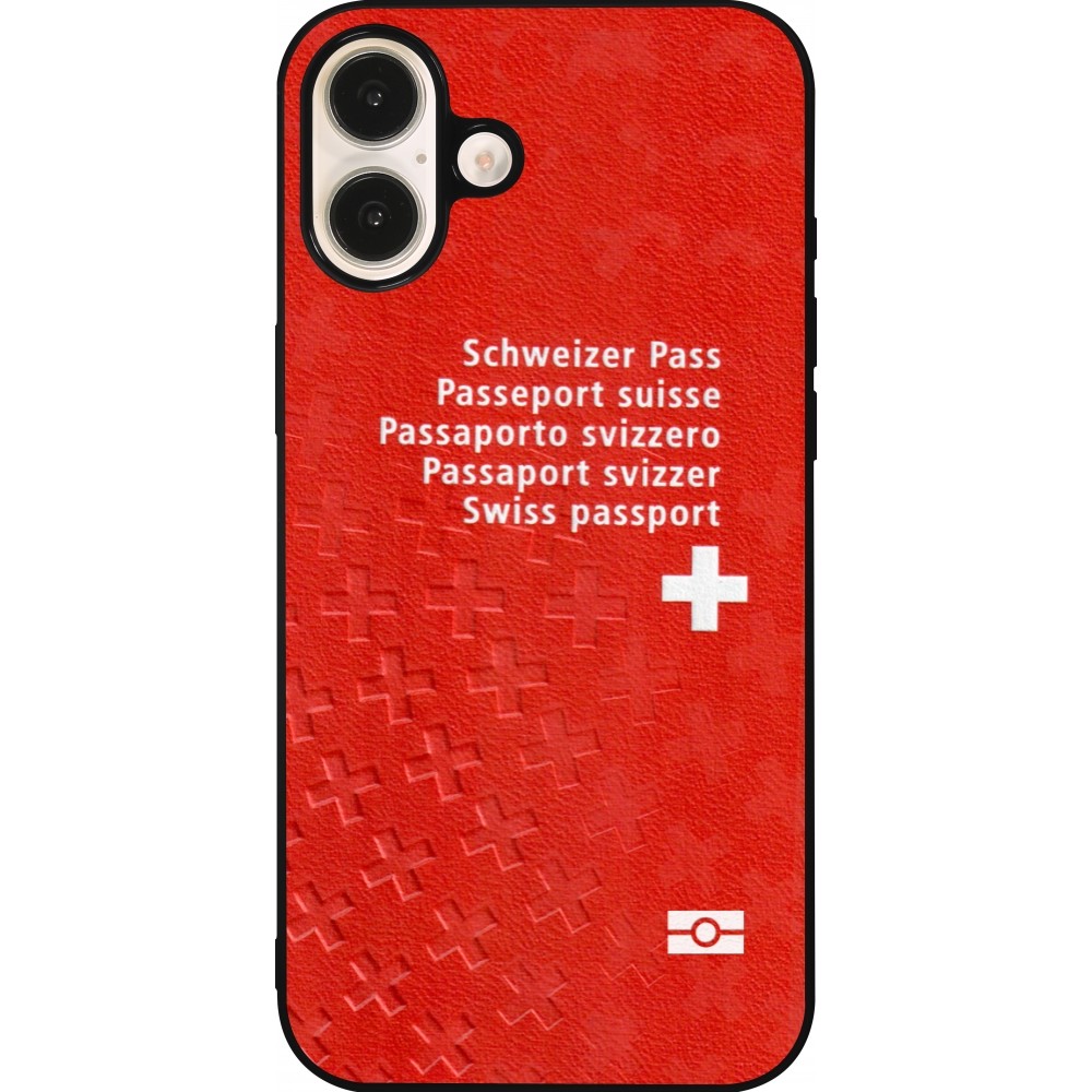 iPhone 16 Plus Case Hülle - Silikon schwarz Swiss Passport