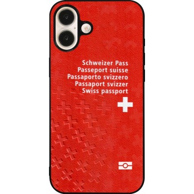 iPhone 16 Plus Case Hülle - Silikon schwarz Swiss Passport