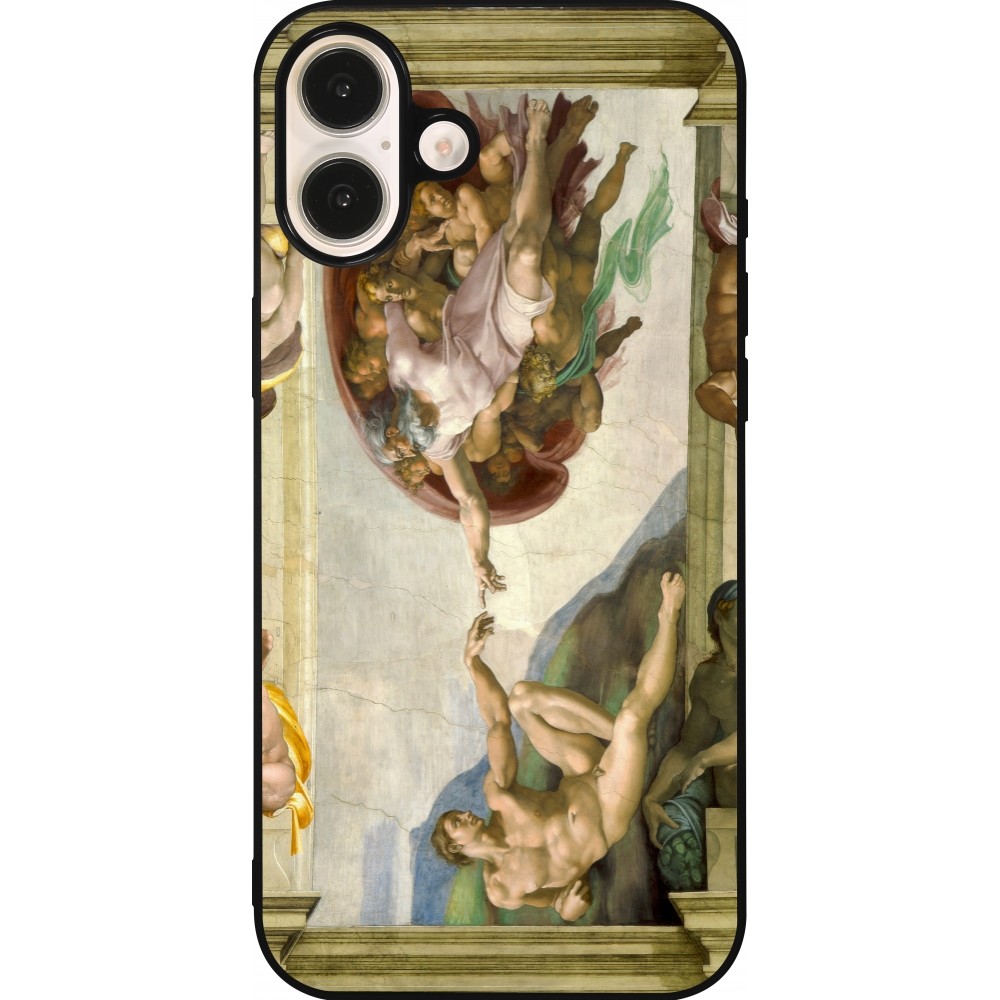 iPhone 16 Plus Case Hülle - Silikon schwarz Kunstbild - Die Erschaffung Adams - Michelangelo