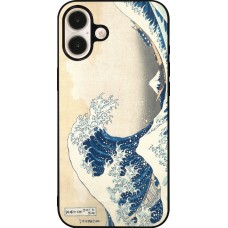 Coque iPhone 16 Plus - Silicone rigide noir Tableau art - La Grande Vague de Kanagawa - Hokusai