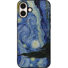 Coque iPhone 16 Plus - Silicone rigide noir Tableau art - La Nuit étoilée - Van Gogh