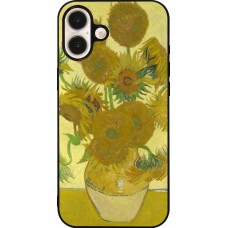 iPhone 16 Plus Case Hülle - Silikon schwarz Kunstbild - Sonnenblumen  - Van Gogh