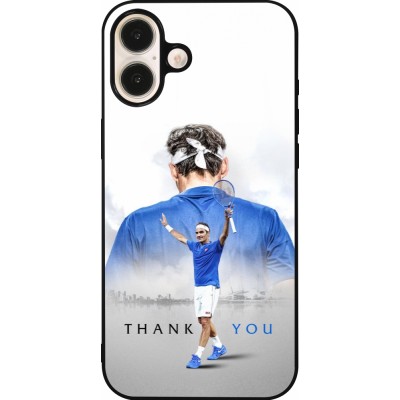Coque iPhone 16 Plus - Silicone rigide noir Thank you Roger