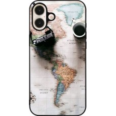 Coque iPhone 16 Plus - Silicone rigide noir Travel 01