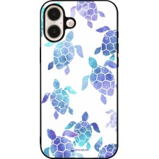 Coque iPhone 16 Plus - Silicone rigide noir Turtles pattern watercolor