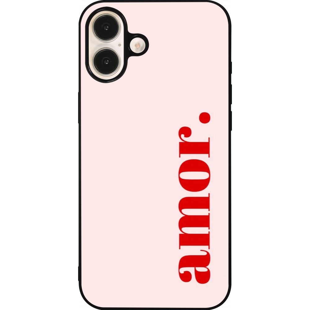iPhone 16 Plus Case Hülle - Silikon schwarz Valentine 2024 amor