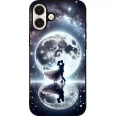 Coque iPhone 16 Plus - Silicone rigide noir Valentine 2024 Love under the moon