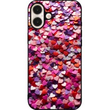 Coque iPhone 16 Plus - Silicone rigide noir Valentine 2025 Confetti